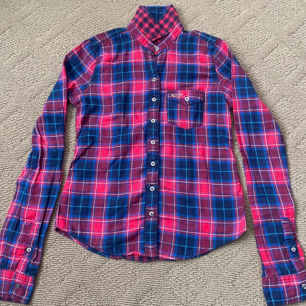 Hollister Red and Blue Flannel XS